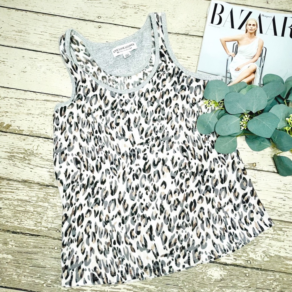 Live Love Lounge by Karen Neuburger Snow Leopard PJ Tank Top